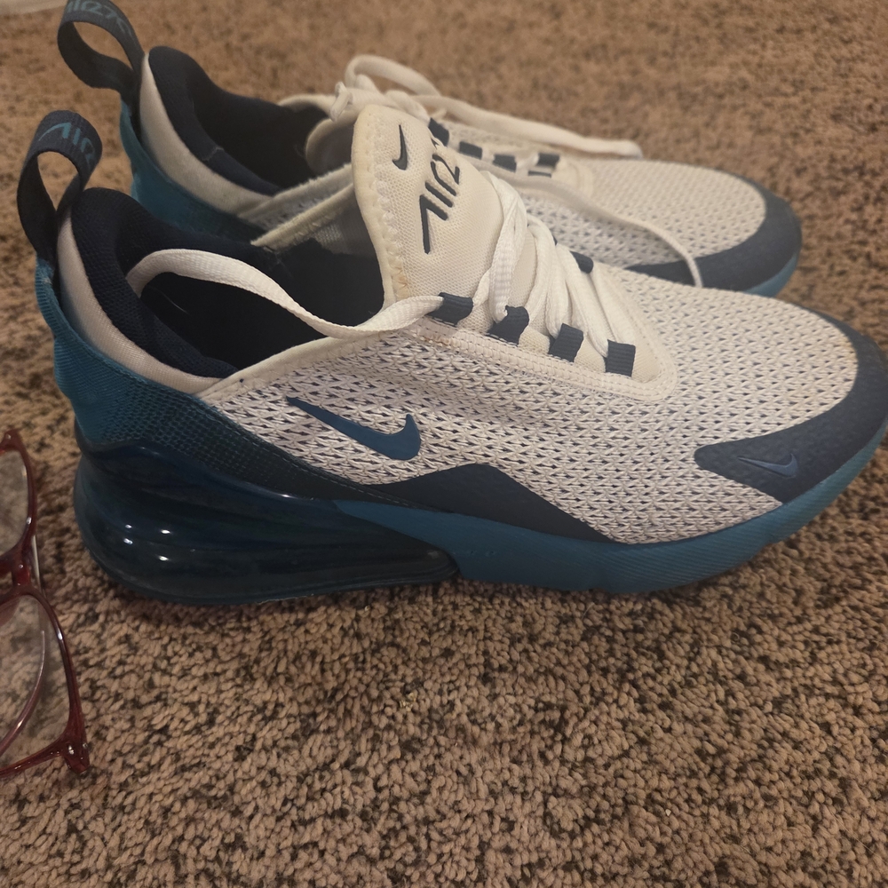 Nike Air Max 270 White and Navy Athletic Shoes.. Reasonable Best Offer